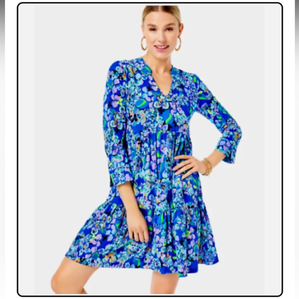 Lilly Pulitzer Alaina Dress Blue Grotto Twilight Tropics Size Small